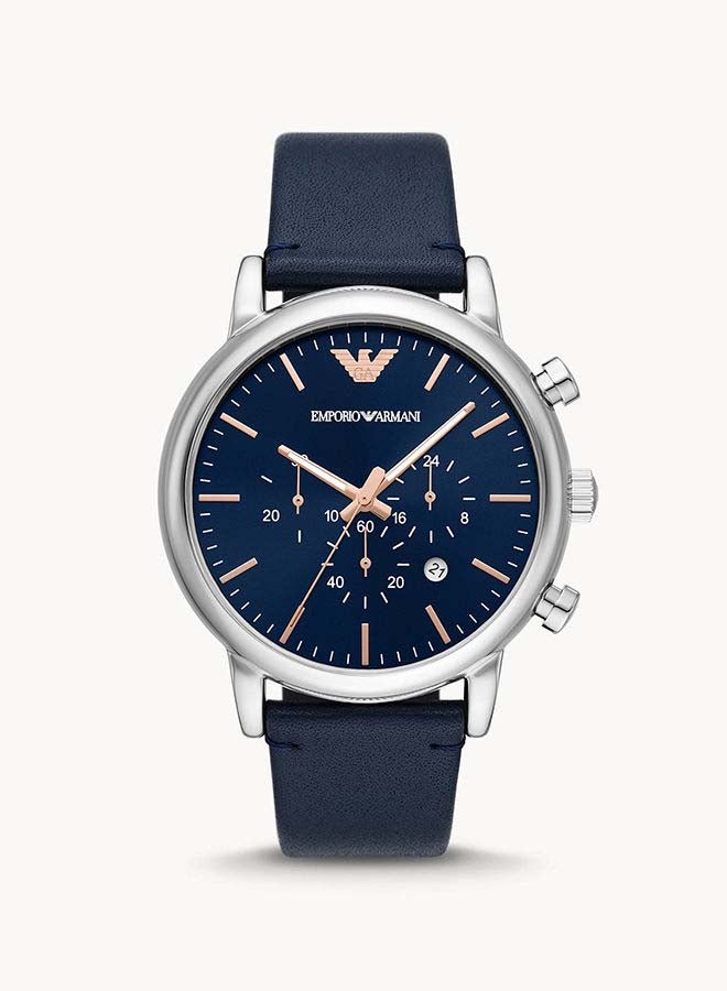 EMPORIO ARMANI Men Chronograph Blue Leather Watch  AR11451 - Image 2